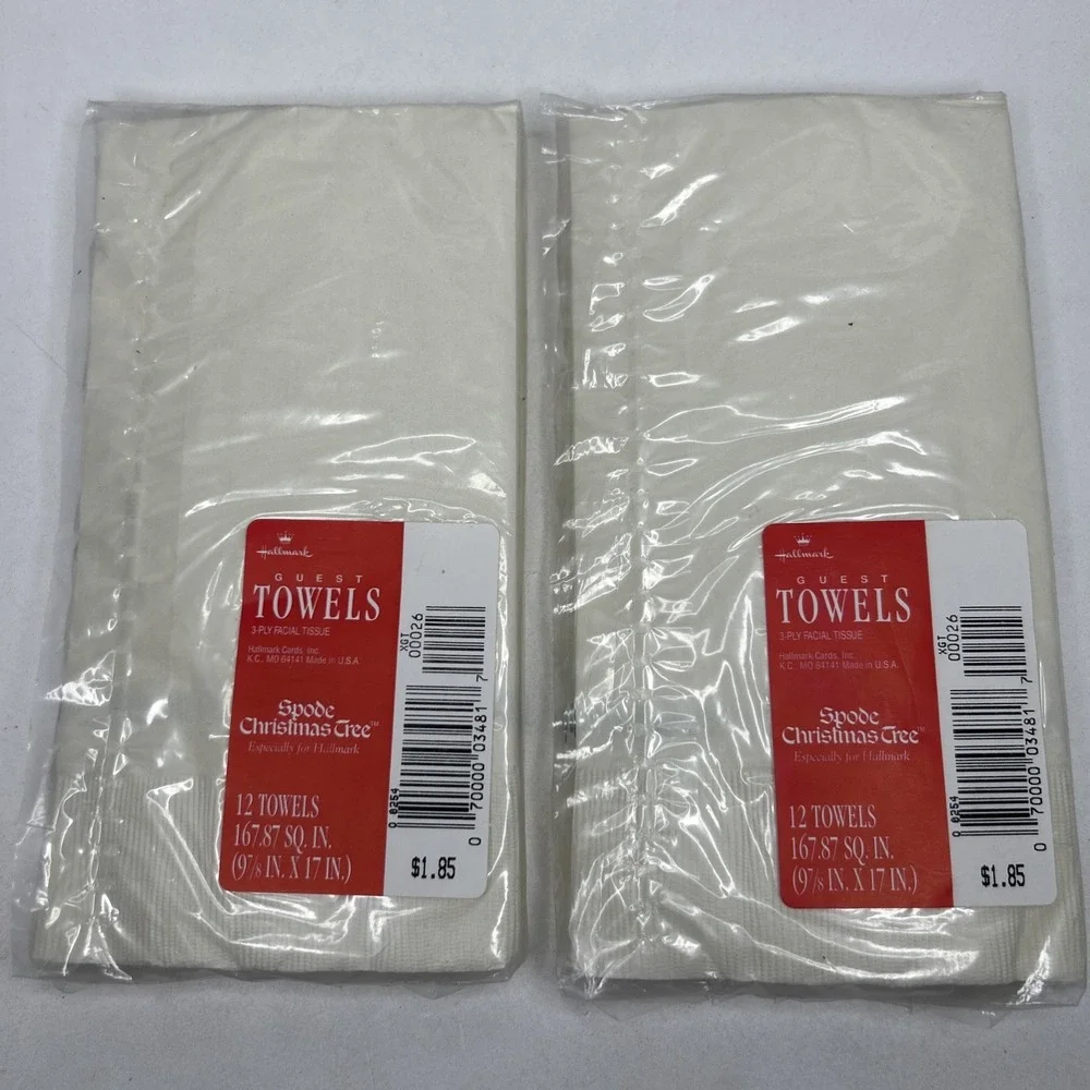 2 Packs Hallmark Guest Towels Spode Christmas Tree 2 Ply Facial Tissue VTG USA